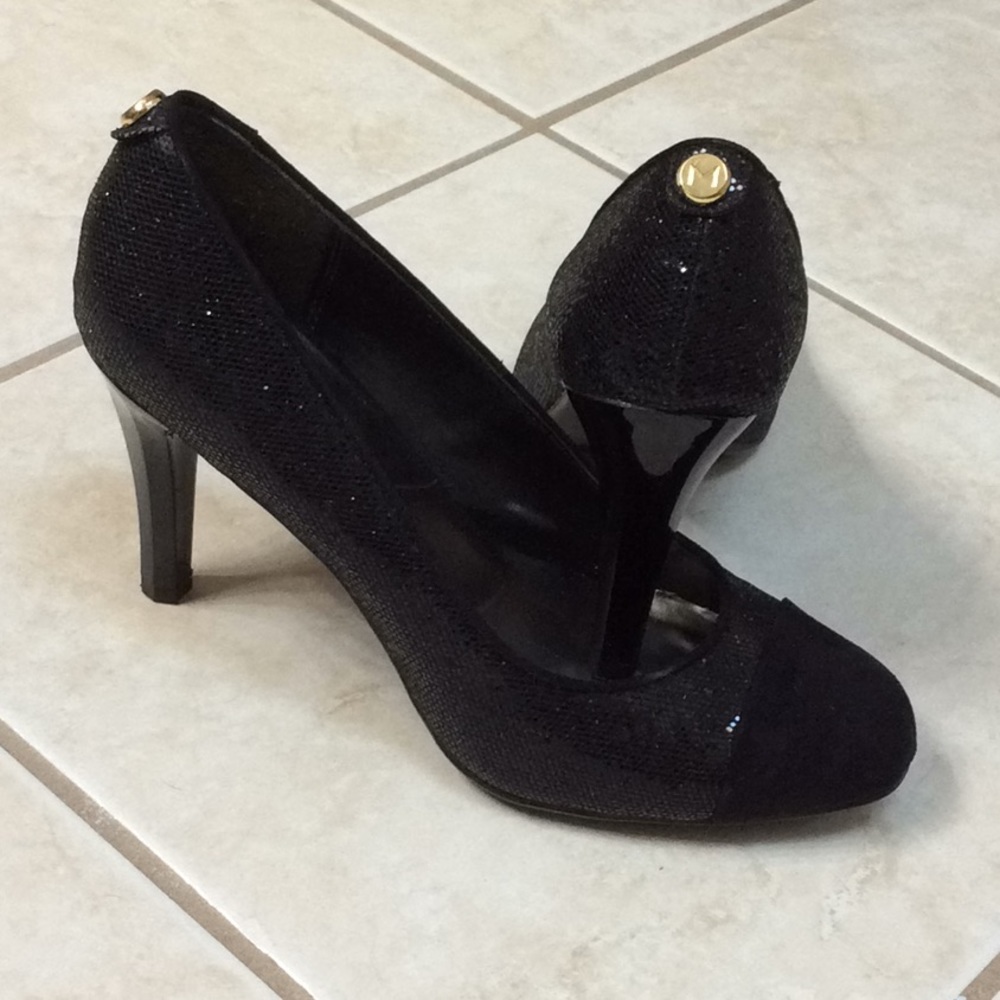 Monet 8M black sparkly heels EUC - Picture 3 of 8
